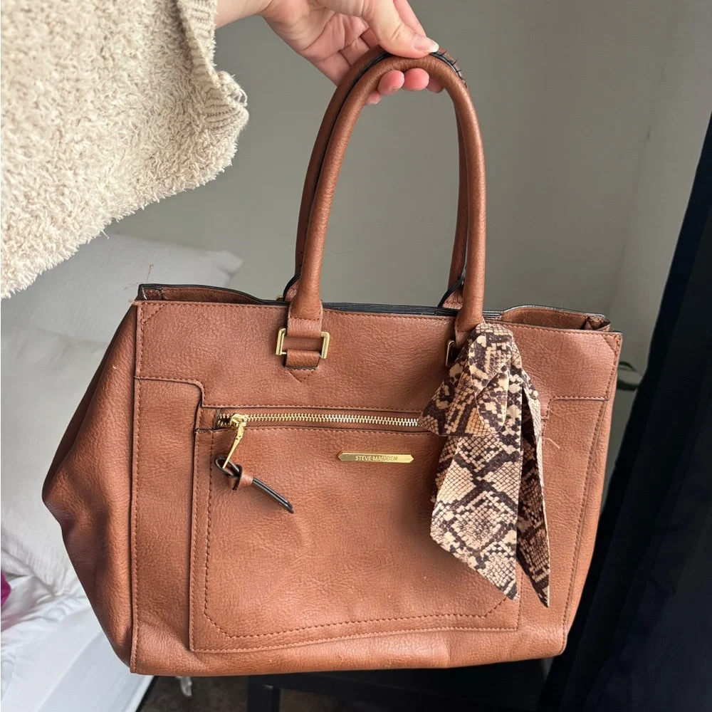 Steve Madden Brown Leather Handbag - Picture 1 of 10